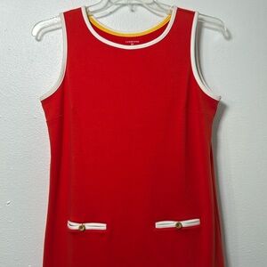 Land’s End Women’s Orange Sleeveless Dress with White Trim
